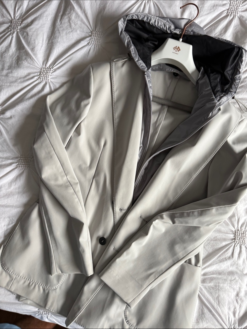 Pradi  Gray Men’s Hooded Coat - Modern Waterproof Jacket zip out liner. Euro 50